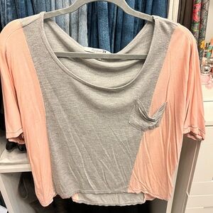 Forever 21 Pink & Grey Pocket Tee